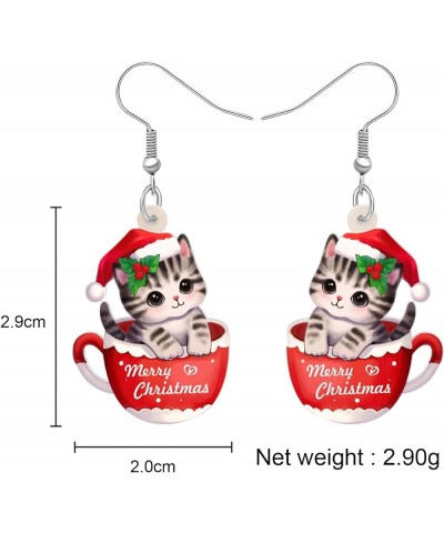 Cute Christmas Cat Earrings Dangle Jewelry For Women Girls Charm Decoration Gifts Christmas Cat 45 $6.62 Earrings