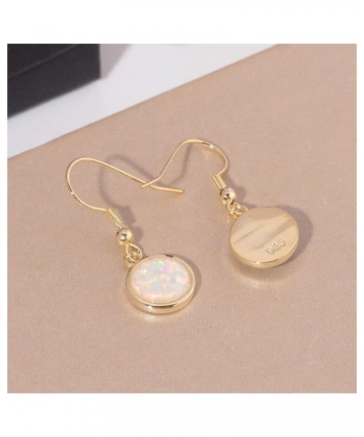 Gold Plated Teardrop/Round-Cut Cabochon Opal Earrings Dangle Drop Earrings Jewelry Gift for Women Girls b.round shape-white $...