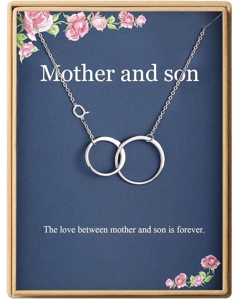 Mother's Day Gifts Mother And Son Necklace Initial Two Interlocking Infinity Double Circles Letters A-Z Alphabet Necklace for...