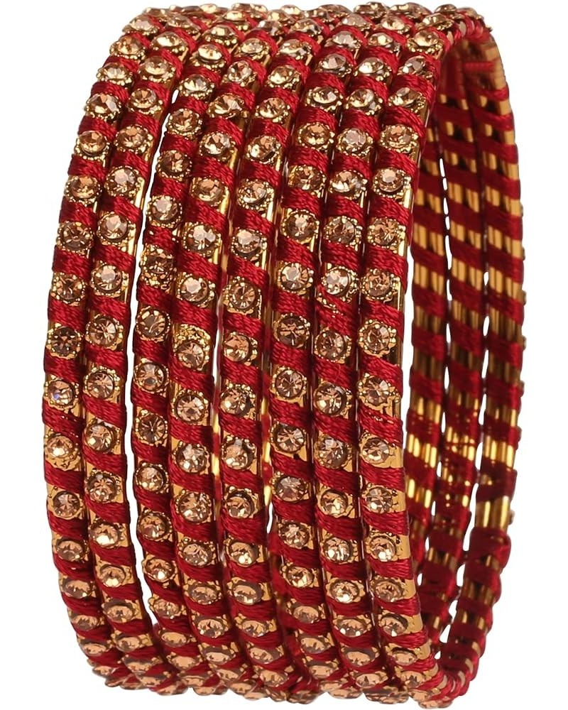 New Silk Thread Bangle Collection Indian Bollywood Hand Woven Silk Thread Rhinestone Designer Jewelry Bracelets Bangle Set of...