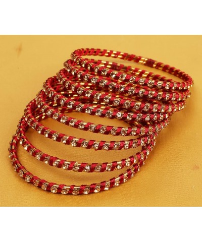 New Silk Thread Bangle Collection Indian Bollywood Hand Woven Silk Thread Rhinestone Designer Jewelry Bracelets Bangle Set of...