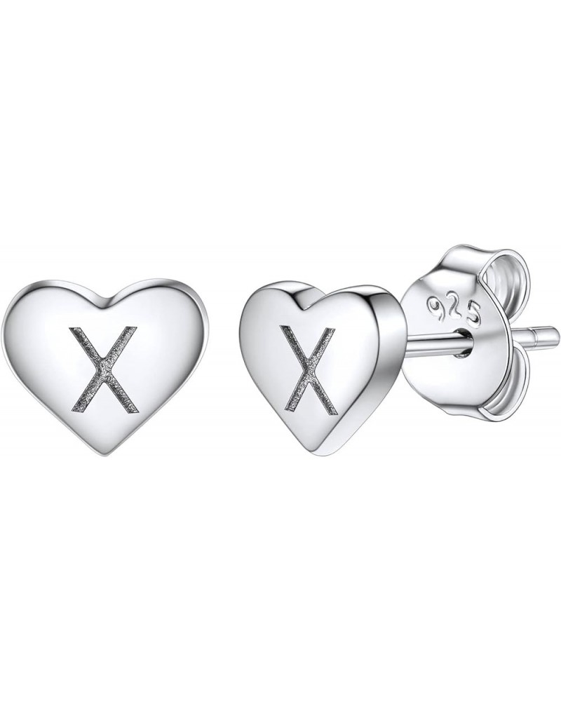 925 Sterling Silver Heart Letter Stud Earrings for Women Initial Earring for Girls with Gift Packaging X $10.06 Earrings