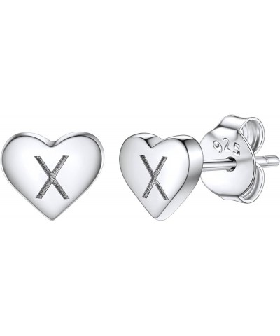 925 Sterling Silver Heart Letter Stud Earrings for Women Initial Earring for Girls with Gift Packaging X $10.06 Earrings