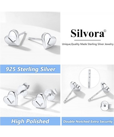 925 Sterling Silver Heart Letter Stud Earrings for Women Initial Earring for Girls with Gift Packaging X $10.06 Earrings