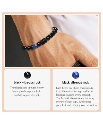 8mm Zodiac Bracelet for Men Women Constellation Natural Black Onyx Stone Elastic Handmade Beads Hand Chain for Birthday Gift ...