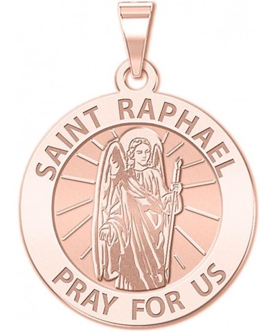 Saint Raphael Religious Medal Only or Medal With Engraving in Sterling Silver, 10K, or 14K Gold 2/3 Inch x 2/3 Inch Medal Onl...