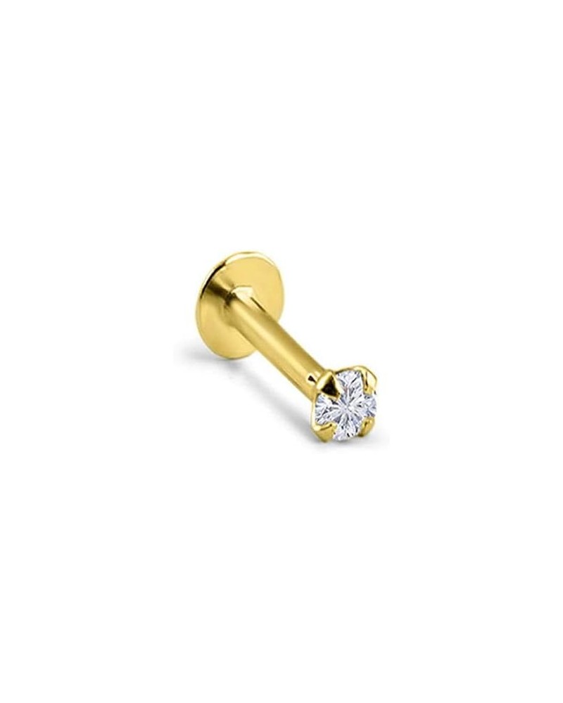 14k Solid Yellow Gold Threadless Push Pin Nose Ring Stud 1.5mm, 2mm, 2.5mm or 3mm Clear CZ 18G, 16G 3mm CZ-18G-3/8" Post $19....