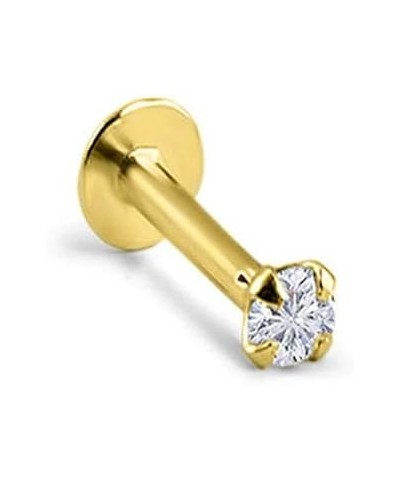 14k Solid Yellow Gold Threadless Push Pin Nose Ring Stud 1.5mm, 2mm, 2.5mm or 3mm Clear CZ 18G, 16G 3mm CZ-18G-3/8" Post $19....