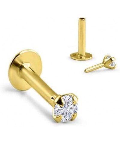 14k Solid Yellow Gold Threadless Push Pin Nose Ring Stud 1.5mm, 2mm, 2.5mm or 3mm Clear CZ 18G, 16G 3mm CZ-18G-3/8" Post $19....