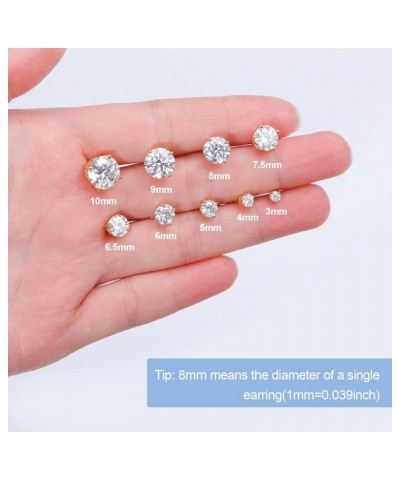 0.2-8 Carats Moissanite Stud Earrings Screw Back Diamond Stud Earrings for Women 18k White/Yellow Gold Plated S925 Sterling S...