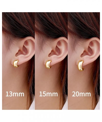 Gamicy Small Gold Hoop Earrings for Women with 925 Stering Silver Post, 14K Real Gold Plated Chunky Lightweight Hoops Earring...