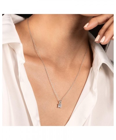 14K Gold Round, Princess and Heart Cubic Zirconia Solitaire Pendant Necklace Pendant Only - 1.0 CTW Princess Cut 14K White Go...