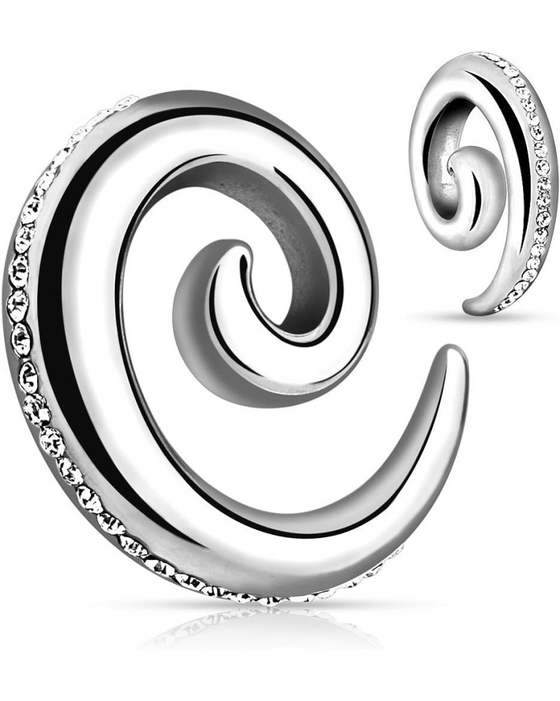 Paved CZ Gems 316L Surgical Steel Spiral Taper (Single or Pair) 6g(4mm) - Pair $13.64 Body Jewelry