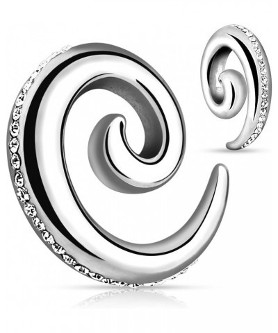 Paved CZ Gems 316L Surgical Steel Spiral Taper (Single or Pair) 6g(4mm) - Pair $13.64 Body Jewelry