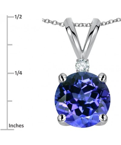 Solid 10k Gold Classic One Stone Round 7mm Pendant Necklace Simulated Tanzanite Yellow Gold $70.95 Necklaces