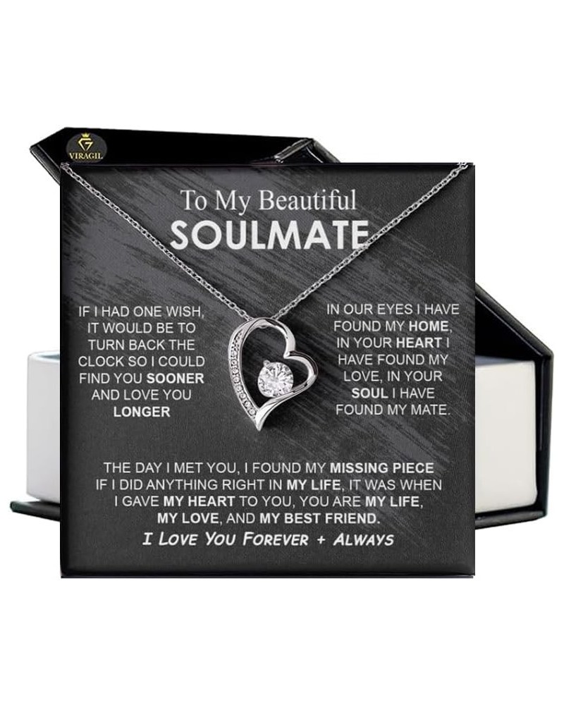 To My Soulmate Necklace Gift for Wife, Girlfriend, Fiancée - Anniversary, Valentine's Day Necklace Gift Soul Mates Gift, Soul...