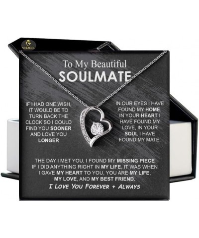 To My Soulmate Necklace Gift for Wife, Girlfriend, Fiancée - Anniversary, Valentine's Day Necklace Gift Soul Mates Gift, Soul...