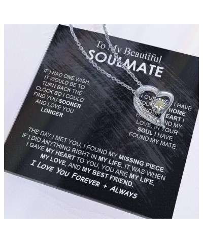 To My Soulmate Necklace Gift for Wife, Girlfriend, Fiancée - Anniversary, Valentine's Day Necklace Gift Soul Mates Gift, Soul...