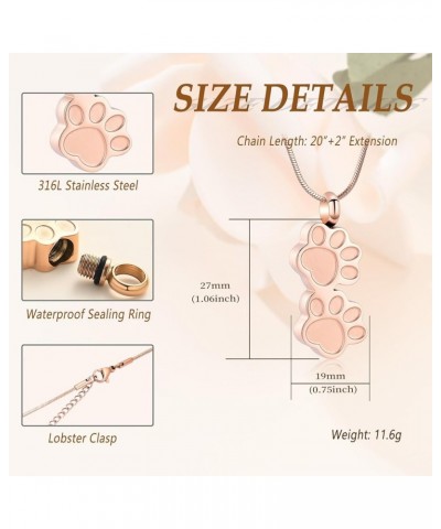 Dog Paw Shaped Cremation Jewelry for Ashes Cute Urn Necklaces for Dog Cat Stainless Steel Keepsake Pendant Ashes Locket for W...