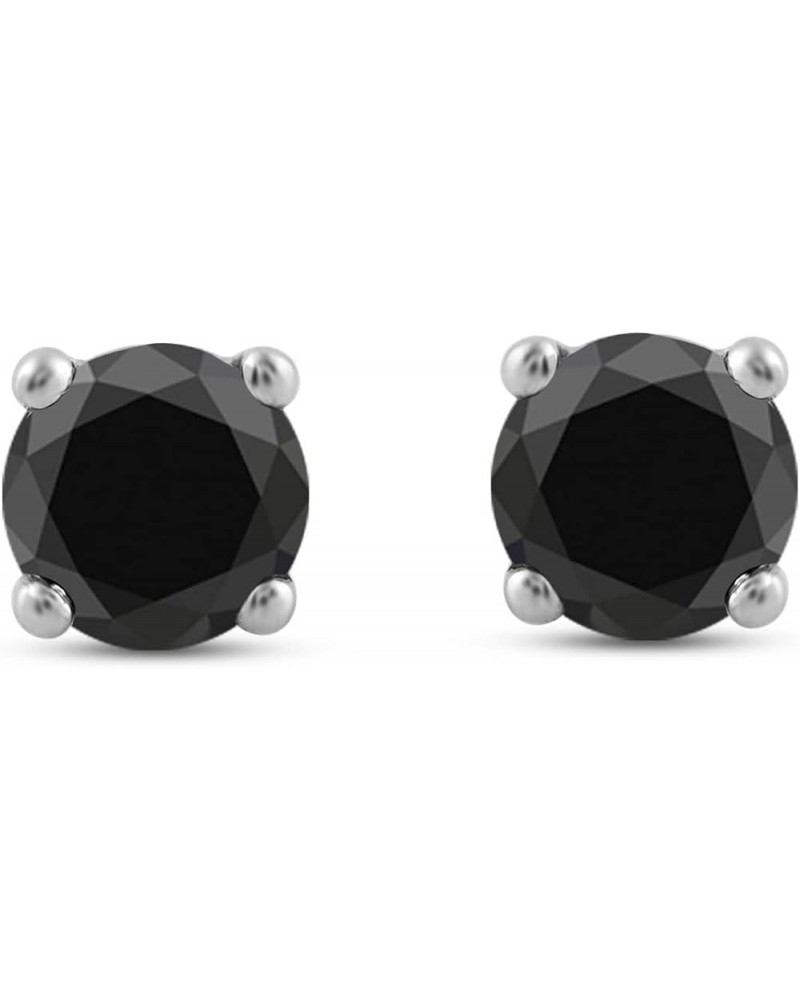 10K White Gold Stud Earrings with Treated Black Round Diamonds 0.5 Cttw or 0.75 Cttw or 1.0 Cttw or 2 Cttw 2.0 carats $95.70 ...