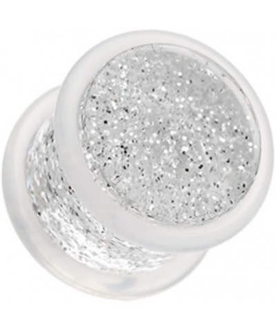 Glitter Shimmer Acrylic WildKlass No Flare Ear Gauge Plug (Sold as Pairs) 00 GA (10mm) Clear $10.07 Body Jewelry