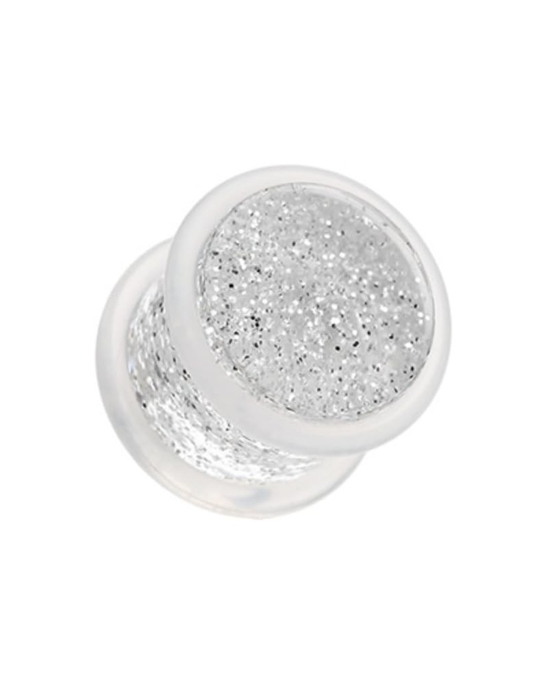 Glitter Shimmer Acrylic WildKlass No Flare Ear Gauge Plug (Sold as Pairs) 00 GA (10mm) Clear $10.07 Body Jewelry