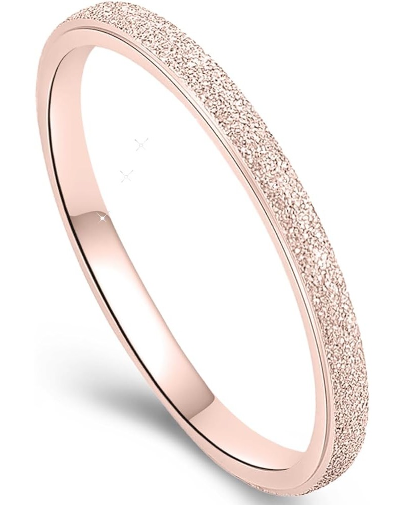 2mm Wedding Band for Women Matt Brushed Finish Comfort Fit Stackble Plain Ring Engagement Promise Ring Rose Gold $13.99 Rings