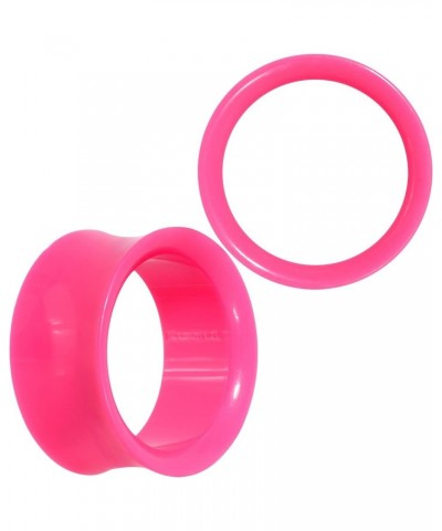 Womens 2Pc Pink UV Acrylic Saddle Plugs Double Flare Plug Tunnel Ear Plug Gauges 24mm (0.945") $10.99 Body Jewelry