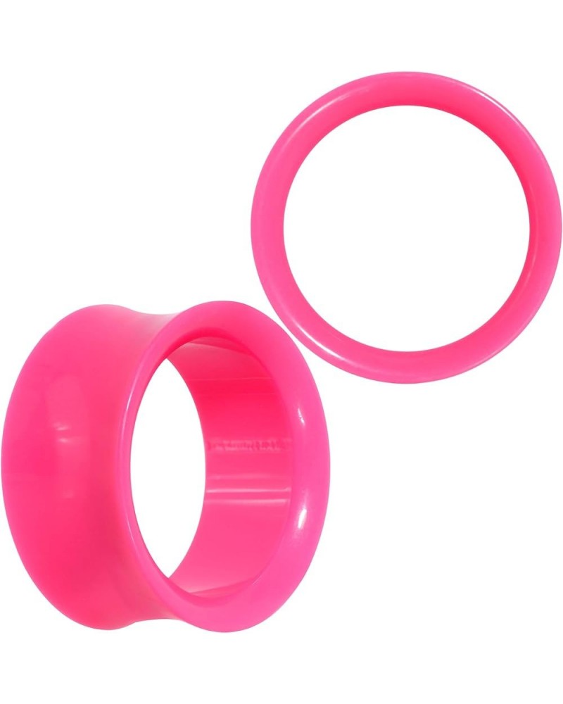 Womens 2Pc Pink UV Acrylic Saddle Plugs Double Flare Plug Tunnel Ear Plug Gauges 24mm (0.945") $10.99 Body Jewelry