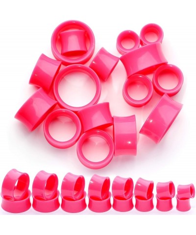 Womens 2Pc Pink UV Acrylic Saddle Plugs Double Flare Plug Tunnel Ear Plug Gauges 24mm (0.945") $10.99 Body Jewelry