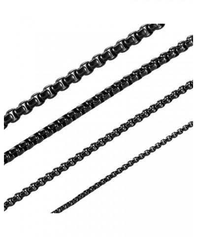 INFINIQUE CREATIONS 18k IP Black Plated Stainless Steel Round Box Chain Bracelet Necklace 1.5-5mm 7"-38 3mm Black $9.11 Brace...