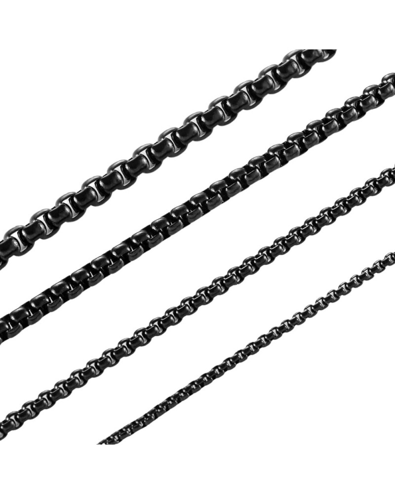 INFINIQUE CREATIONS 18k IP Black Plated Stainless Steel Round Box Chain Bracelet Necklace 1.5-5mm 7"-38 3mm Black $9.11 Brace...