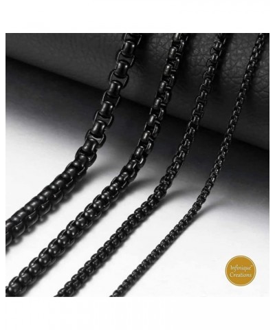 INFINIQUE CREATIONS 18k IP Black Plated Stainless Steel Round Box Chain Bracelet Necklace 1.5-5mm 7"-38 3mm Black $9.11 Brace...