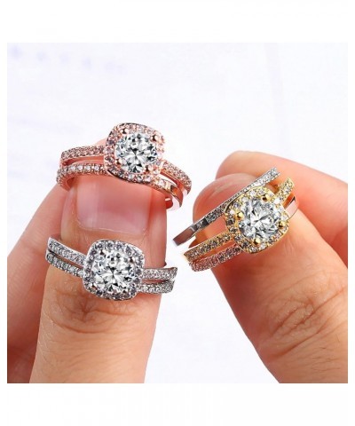 3pcs Luxury Diamond Rings Set Womens Sparking Zircon Stacking Rings Promise Ring Fashion Wedding Rings Bridal Rings 02-Black ...