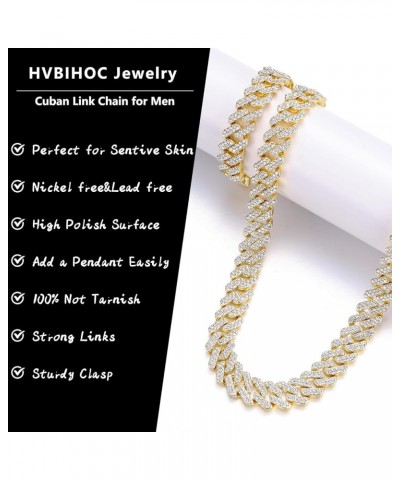 Cuban Link Chain Mens Ice Out Miami Cuban Necklace Silver/Gold Bling Diamond Hip Hop Jewelry for Women 24 inch Gold $9.36 Nec...