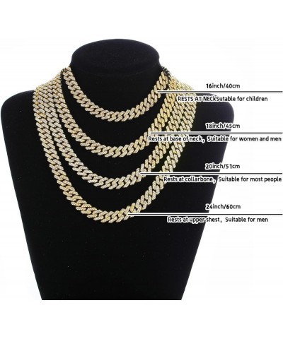 Cuban Link Chain Mens Ice Out Miami Cuban Necklace Silver/Gold Bling Diamond Hip Hop Jewelry for Women 24 inch Gold $9.36 Nec...