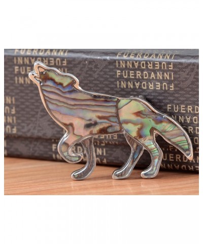 Silver Tone Abalone Multi Colored Stone Iridescent Wolf Coyote Brooch Pin $10.80 Brooches & Pins