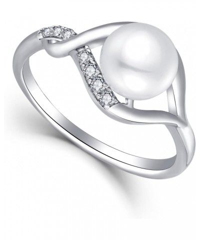 Pearl Ring,925 Sterling Silver Infinity Cubic Zirconia Women's Rings with 8mm Simulated Mother's of Pearls $24.75 Rings