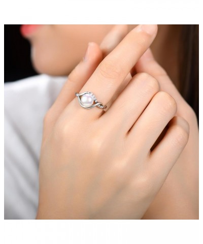 Pearl Ring,925 Sterling Silver Infinity Cubic Zirconia Women's Rings with 8mm Simulated Mother's of Pearls $24.75 Rings