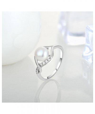 Pearl Ring,925 Sterling Silver Infinity Cubic Zirconia Women's Rings with 8mm Simulated Mother's of Pearls $24.75 Rings