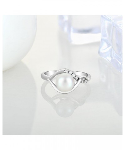 Pearl Ring,925 Sterling Silver Infinity Cubic Zirconia Women's Rings with 8mm Simulated Mother's of Pearls $24.75 Rings