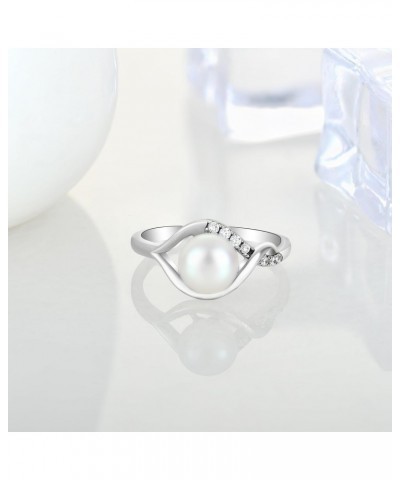 Pearl Ring,925 Sterling Silver Infinity Cubic Zirconia Women's Rings with 8mm Simulated Mother's of Pearls $24.75 Rings