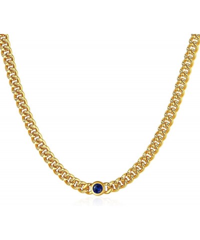 18K Gold Plated Round Birthstone (4mm) CZ Dainty Choker Necklace | Gold Necklaces Chains for Women 09.September-Synthetic Sap...