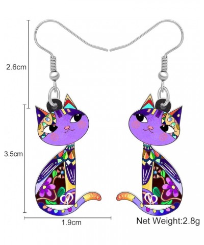 Cute Acrylic Anime Cat Earrings Fun Cat Jewelry Fashion Cat Gifts for Girls Women Charms Mauve $6.23 Earrings