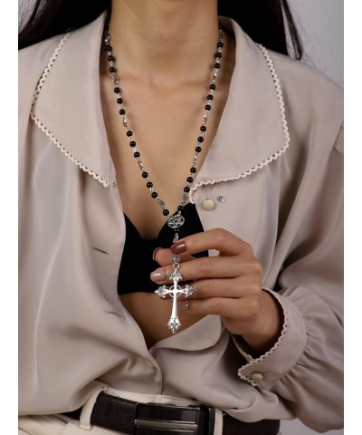 Gothic Cross Necklace, Zinc Alloy Cross Necklace, Goth Jewelry Gift for Women $11.39 Necklaces