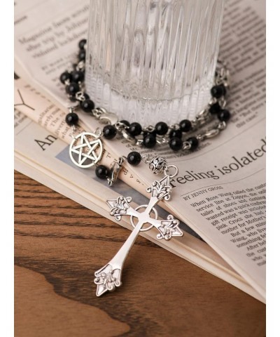 Gothic Cross Necklace, Zinc Alloy Cross Necklace, Goth Jewelry Gift for Women $11.39 Necklaces