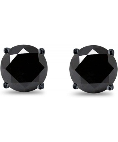 Butterfly Back 4 Prong Round Casting Cubic Zirconia Stud Earrings Black Tone 925 Sterling Silver 3mm-9mm Choose Size Simulate...