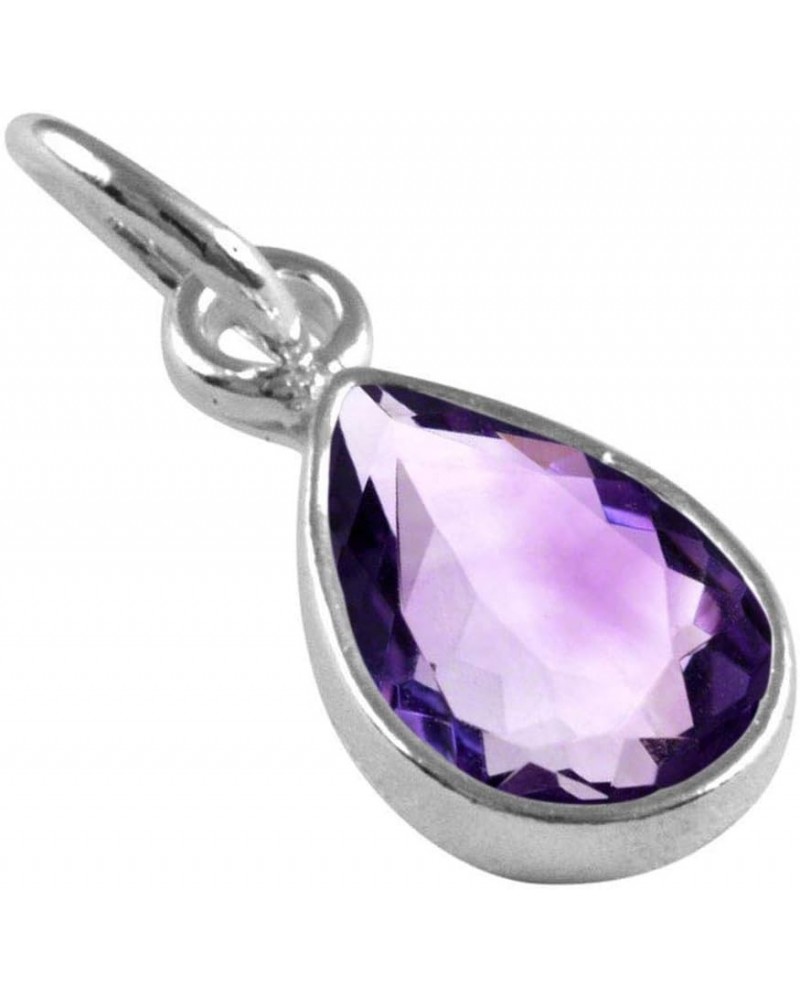 Choose Your Gemstone Pendants Pear Shape 925 Sterling Silver 18K Gold Plated Locket For Men Women natural-faceted-Amethyst St...