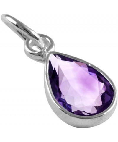 Choose Your Gemstone Pendants Pear Shape 925 Sterling Silver 18K Gold Plated Locket For Men Women natural-faceted-Amethyst St...