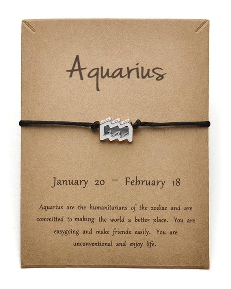 Constellation Bracelet Astrology Zodiac Rope Chain Adjustbale Anklet Friendship Jewelry Gift Card for Women Men Aquarius $5.7...